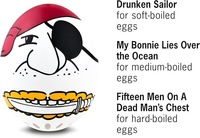 Pirate Beepegg – Egg Timer for Boiling Eggs – Musical Egg Cooker for Soft, Medium, Hard Boiled Eggs – Food Safe – Singing Floating Egg Timer – Egg Cooker for 3 Levels of Doneness - Brainstream