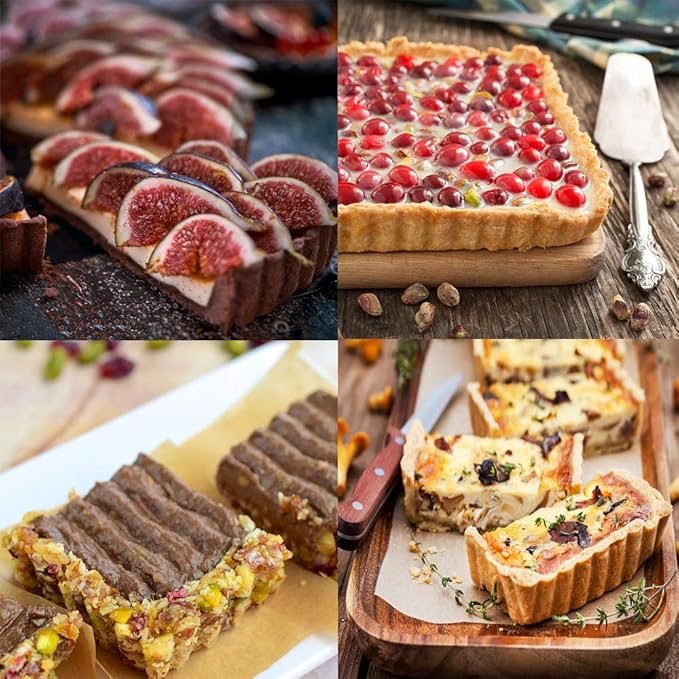 Mini Tart Pan Set of 6 Rectangular Non-Stick 4 Inch Quiche Pan Loose Removable Bottom Tart Pan for Pies, Quiche Bakeware, Cheese Cakes, Desserts