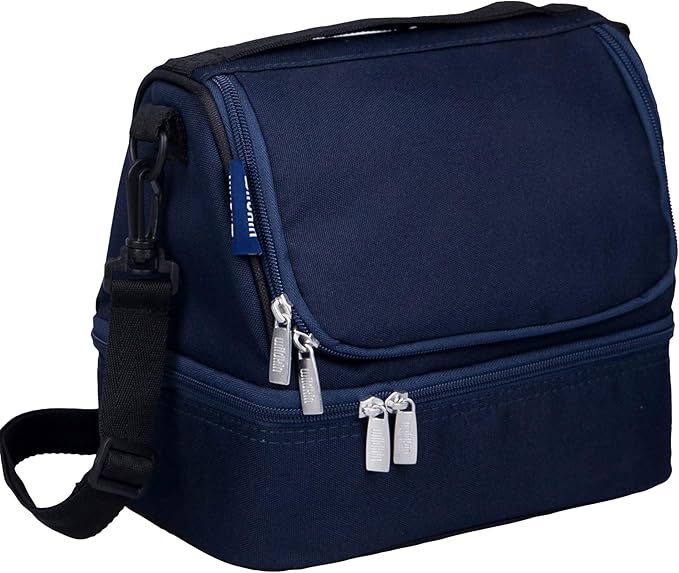 Wildkin Kids Two Compartment Insulated Lunch Bag – Keeps Food Hot or Cold, Easy-Clean Lining, Leak-Resistant & BPA-Free – Boys & Girls, Ideal for School, Travel & Daycare – Whale Blue