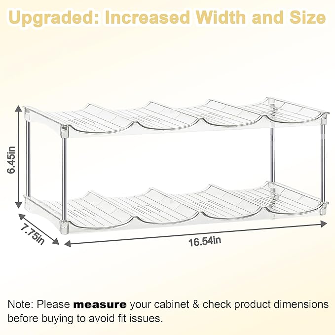 Stackable Water Bottle Organizer for Stanley 40oz Tumblers – Acrylic Water Bottle Holder for Cabinet, Pantry, Large Tumbler Organizer Storage Rack, Stanley Cup Storage, 2 Tier, Holds 8 Bottles
