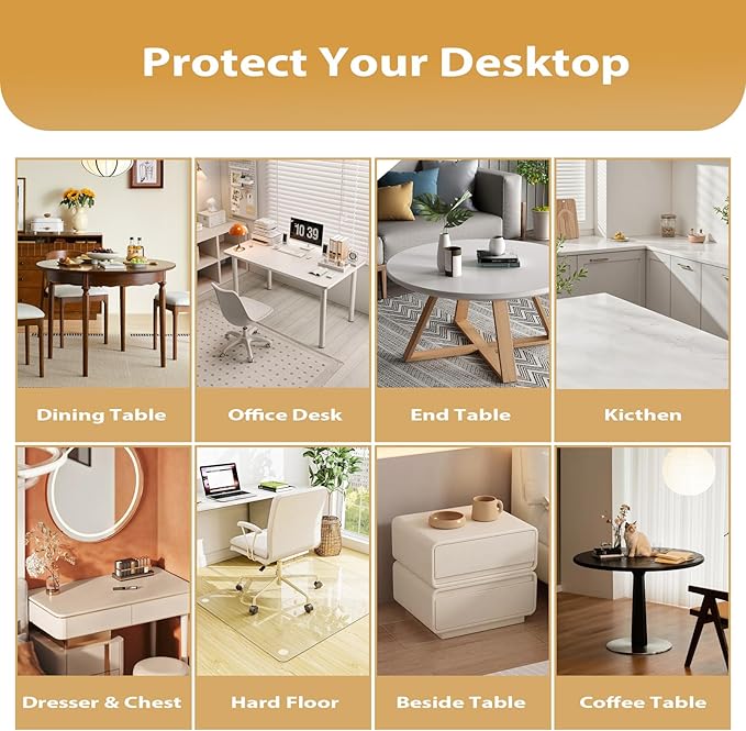 Round Frosted Table Cover Protector 36 Inch - 2mm Thick Waterproof PVC Furniture Protective Pad for Dining Room Tabletop