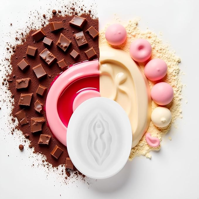 2pcs White Women Genital Shape Chocolate Mold Novelty Candy Making Molds Silicone DIY Mould Jelly Tray Fondant Cake Making Supplies Pastry and Baking Molds Bakeware