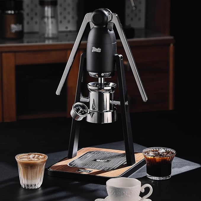 Manual Espresso Maker Set - Hand Press Espresso Machine – 12Bar Pressure Profiling, Dual-Lever Manual Coffee Maker with Pre-Infusion, Portable for Custom Espresso Shots, Stainless Steel (Black)