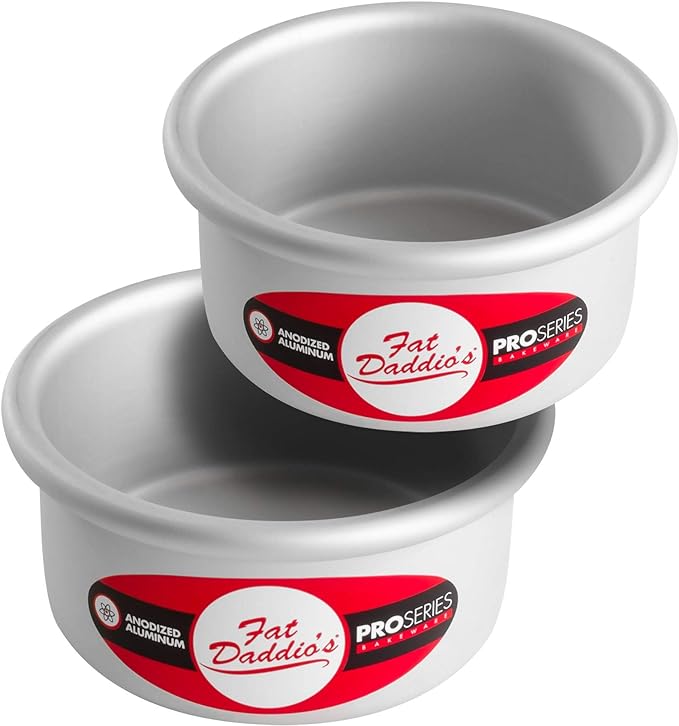 Fat Daddio's Anodized Aluminum Round Cake Pans, 2 Piece Set, 4 x 2 Inch