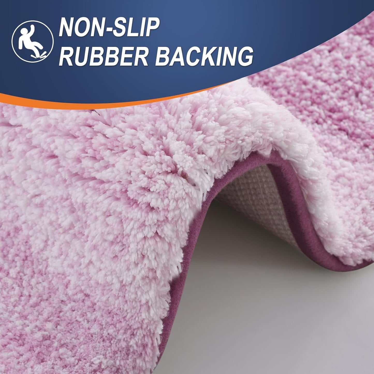 OLANLY Luxury Toilet Rugs U-Shaped 24x20, Extra Soft and Absorbent Microfiber Bathroom Rugs, Non-Slip Plush Shaggy Bath Mat, Machine Wash Dry, Contour Bathroom Mats for Toilet Base, Pinkish-Purple