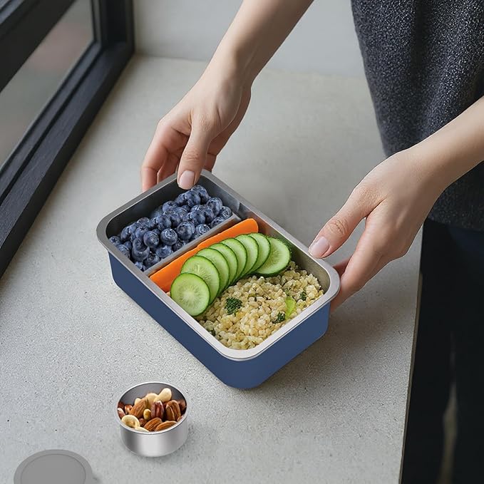 Bakpoco Stainless Steel Bento Lunch Box Set for Adult - 42oz Leak-Proof Bento Lunch Box Container with Thermo, Insulated Bag for Work Travel Dining Out