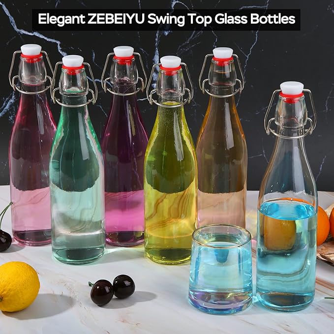 ZEBEIYU 32oz Beer Bottle,Swing Top Glass Kombucha Bottles with Stoppers for Brewing, Beverages, Smoothies, Kefir, Beer, Soda, Juicing, Kombucha, Oil, Water, Milk, Vinegar(4 Pack)
