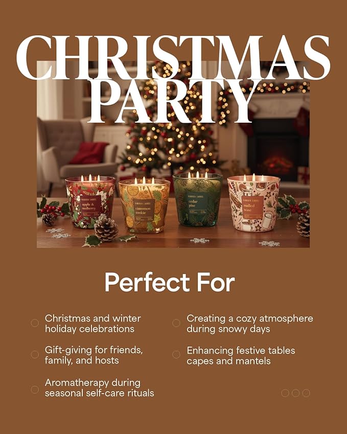 Cinnamon Cookie Scented Candle, 30oz Large 3 Wick Natural Soy Wax Holiday Candle, 100 Hours Long Lasting Clean Burn Winter Christmas Candle for Home, Luxury Home Décor & Gift for Women & Family