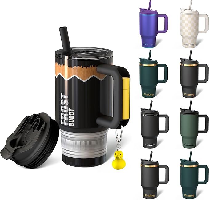 Thicc Buddy - 16 oz Stainless Steel Vacuum Insulated Tumbler with Lid and Straw for Water - Travel Mug Cupholder Friendly - Gifts for Women Men Him Her