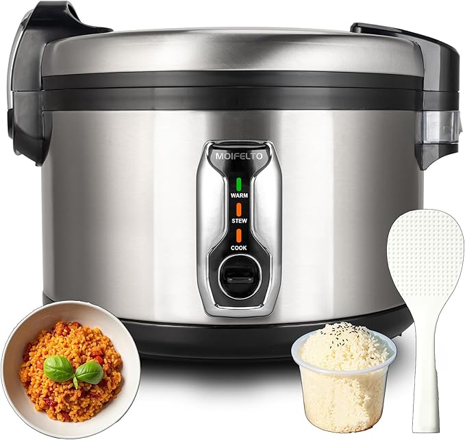 16L Commercial rice cooker 90 cups cooked Large Stainless Steel rice Commercial for 65-75 people 1550W Electiric Rice Warmer, with One-Touch Operation | Auto Keep Warm| Non-Stick Inner Pot