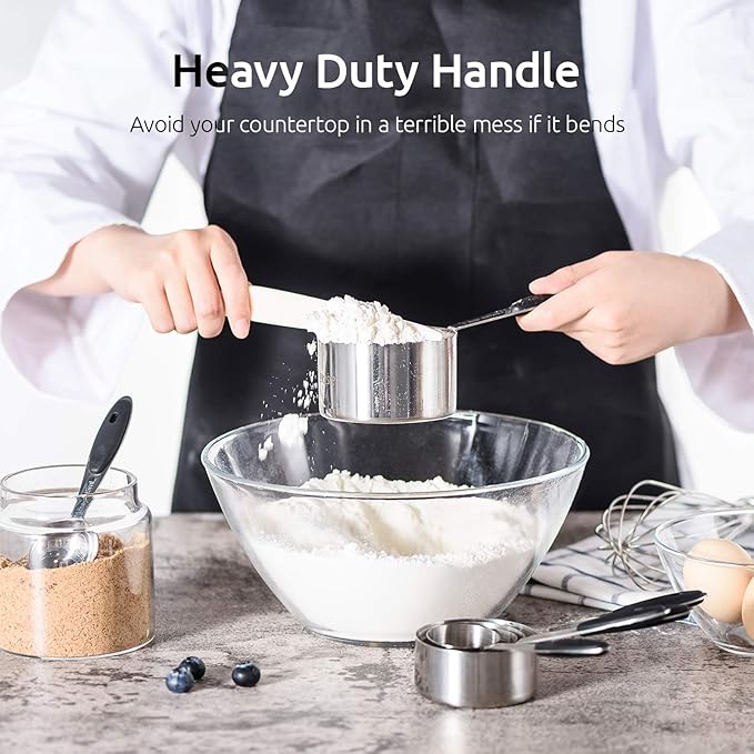 U-Taste 18/8 Stainless Steel Measuring Cups and Spoons Set of 10 Piece, Upgraded Thickness Handle and 1.5oz Heat Resistant Angled Turkey Baster with Cleaning Brush for Cooking Basting (Black)
