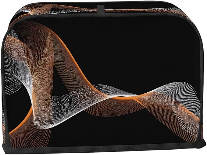 2 Slice Toaster Cover,Abstract Glowing Spiral Lines On Black Small Kitchen Appliance Bread Machine Cover with Pockets,Dust & Fingerprint Protection
