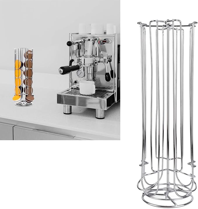Turntable Coffee Capsule Rack, Sturdy Iron Coffee Pod Holder Stand, Elegant Pods Carousel Storage Rack for 28 Capsules Storage