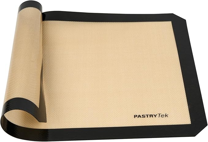 Restaurantware Baking Mat Pack of 1 Non-Stick 11.8"x15.7" Silicone Half Size Baking Mat, Rectangle Reusable Durable Oven-Friendly Anti-Slip Sheet for Kneading Rolling Shaping Dough, Tan and Black