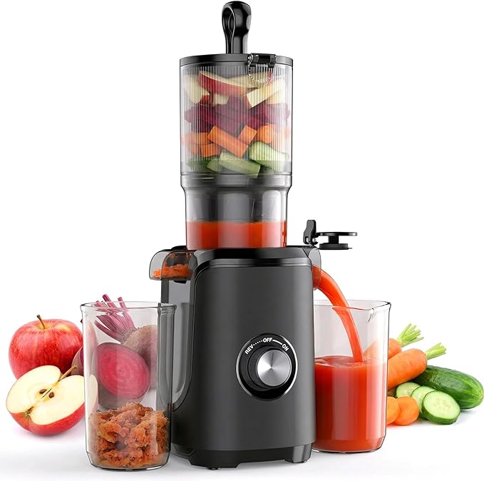 OLIXIS Cold Press Juicer, Masticating Juicer Machine with Reverse Function, Juice Extractor for Making Nut Milk, Easy Clean & Blade-Free, Black