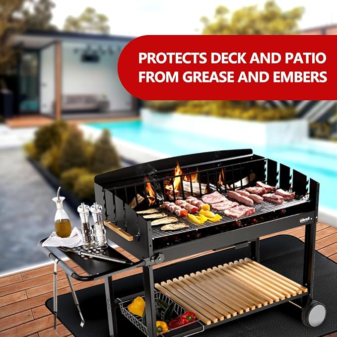 Large 65 x 48 inches Under Grill Mats for Outdoor Grill, Fireproof Mats for Under Reusable Oil-Proof Waterproof BBQ Pad for Deck Patio Grass Outdoor Indoor Grill Solo Stove Accessories