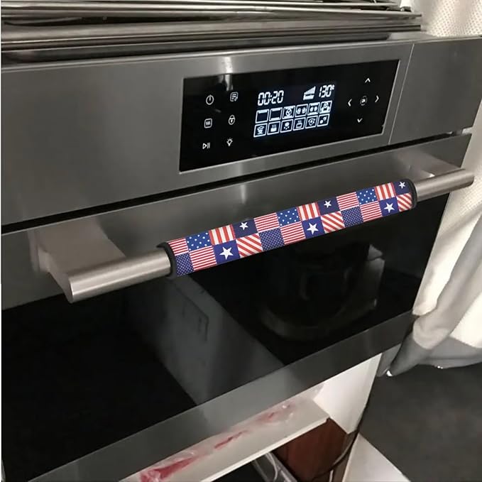 6 Pcs Refrigerator Microwave Door Handle Covers 4th of July Electrical Appliances Handle Protector for USA 250th Anniversary Patriotic Indoor Decorations, Stars and Stripes USA Flag