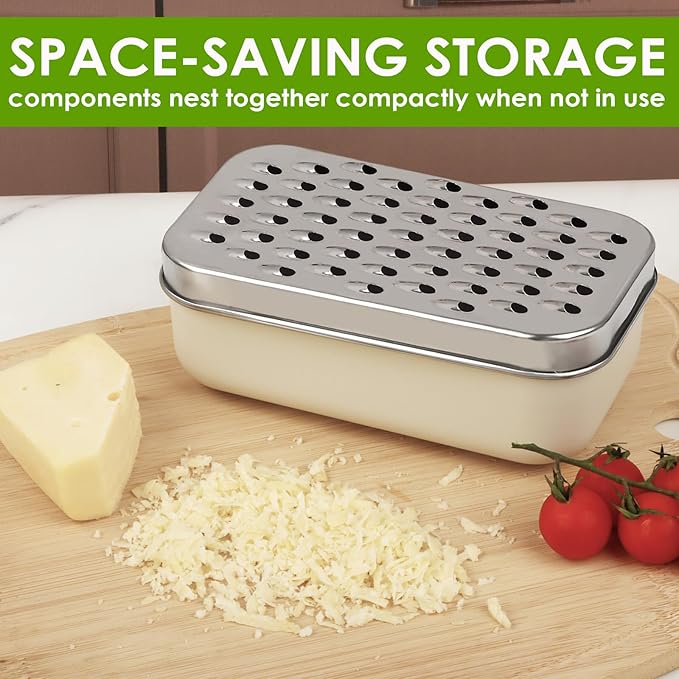 Cheese Grater Citrus Lemon Zester with Food Storage Container & Lid - Perfect For Hard Parmesan Or Soft Cheddar Cheeses, Ginger, Vegetables, Butter, Chocolate & Nutmeg, Cream