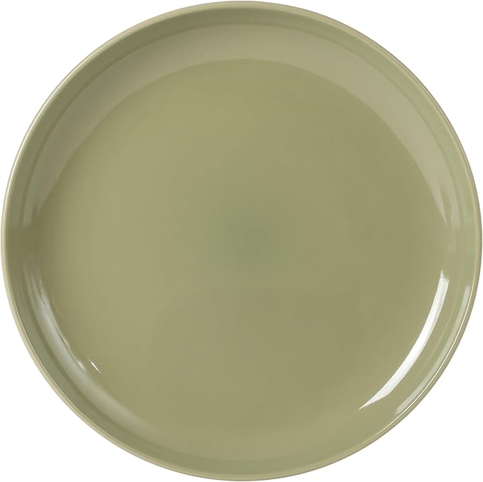 Gibson Home Rockaway 12 Piece Plates and Bowls Matte Outside/Shiny Inside Glaze Service for 4 Dinnerware Set - Green - Dishwasher and Microwave Safe