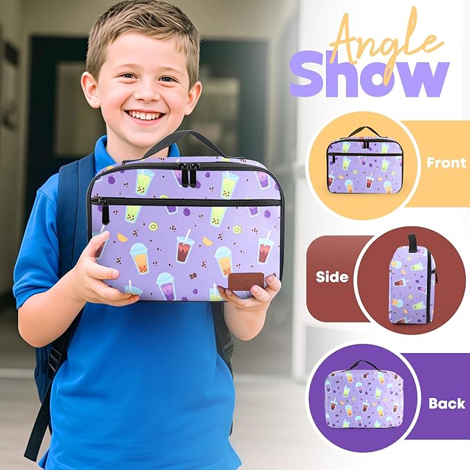 Lunch Box Kids, Insulated Lunch Bag for Women Men, Cooler Reusable Cute Lunch Containers for Boy & Girls, Adults Leak Proof Large Lunch Tote Bags for School, Work, Travel, Picnic Outdoor and Beach