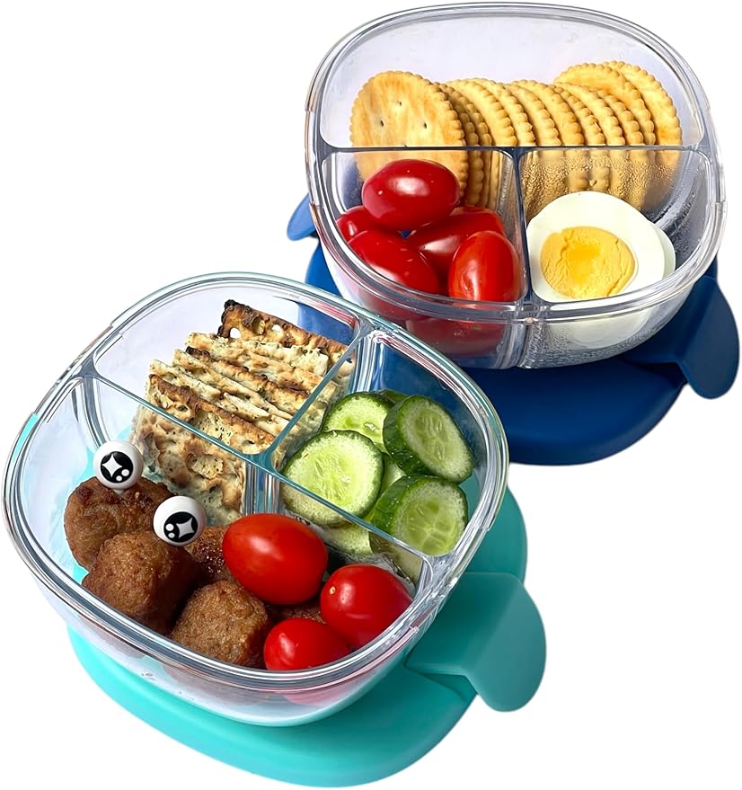 Yumbox Snack Bowl – 3-Compartment Leakproof Snack & Breakfast Container for Kids & Adults – Reusable Bento Snack Box for Yogurt, Parfaits, Fruit, Veggies & Small Meals