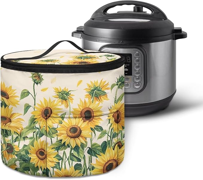 Sunflower Pressure Cooker Cover for Picnic Air Fryer Carry Bag Slow Cooker Cover Kitchen Round Applicances Storage Bag (Enclosed on the Bottom)