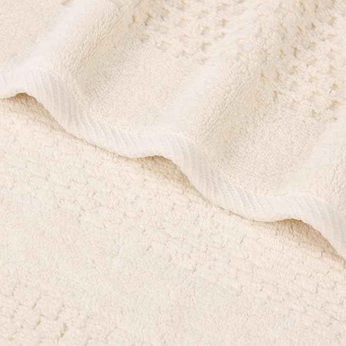 Superior Playa Zero Twist Cotton Medium Weight Towels, for Guest Bath, Bathroom, Shower, Spa, Plush, Quick Dry, Ultra-Soft Towels, Bath Essentials, Waffle Textured, 12 Piece Assorted Towel Set, Ivory