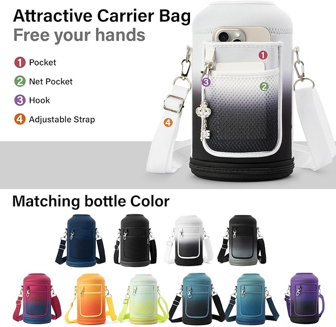 DYSANKY 1 Gallon Insulated Water Bottle | Upgraded Thickened Stainless Steel Metal Portable Sports Large Water Jug for Gym and Hiking with Carrier Bag, Handle Strap | BPA-Free 128 oz