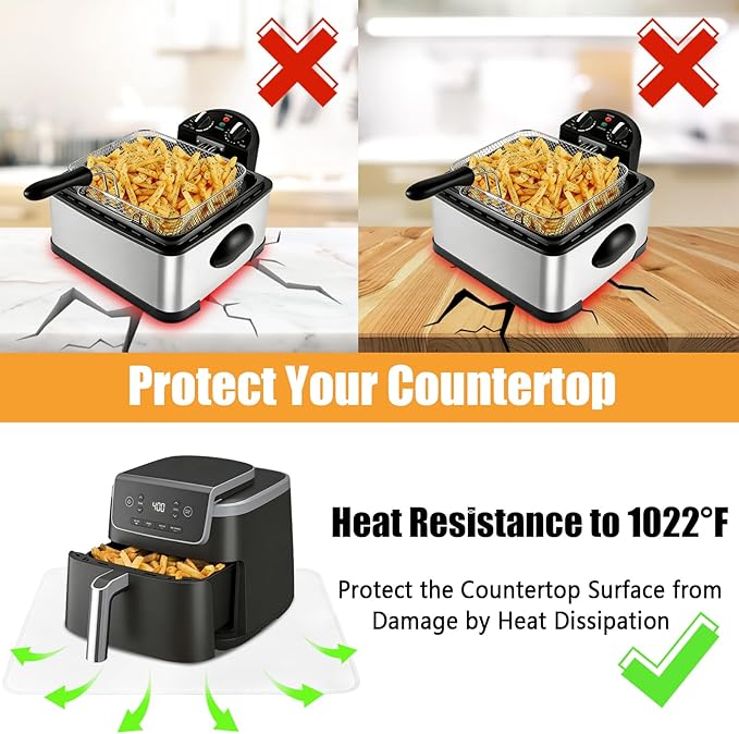 Heat Resistant Mat for Air Fryer, Oven, Countertop, 15x18in Hot Pads for Kitchen Counter, Heat Shield & Quartz Countertop Protector Mat, Air Fryer & Coffee Machine Accessories