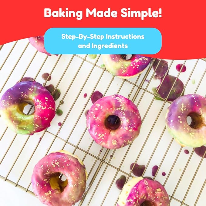 Little GF Chefs DIY Unicorn Donut Baking Kit for Kids | Gluten Free Rainbow Swirl Glaze Baking Supplies Gift Set with Icing Mix, Ingredients, Step-by-Step Instructions Dessert Kids Birthday Party