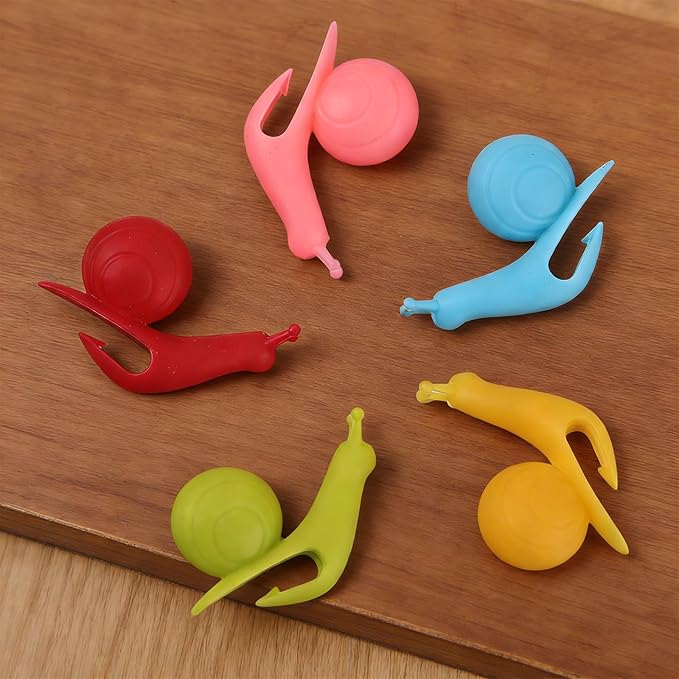 Ymapinc Snail Tea Bag Holders (10-Pack) for Mugs - Silicone Infuser Clips with Cup Hanging Design, Colorful Gift Set for Tea Lovers