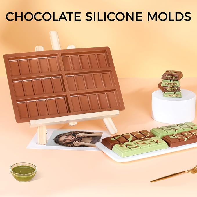 Chocolate Molds, Non-Stick Chocolate Bar Mold, Food Grade Silicone Deep Mold for Dubai Chocolate Bar Pistachio, Snacks - Set of 3