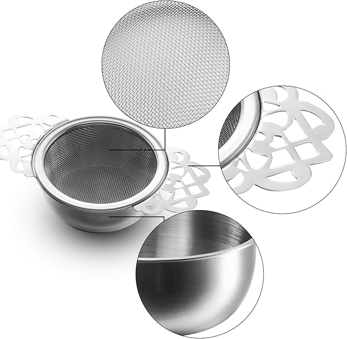 Hotop 4 Pack Fine Mesh Tea Strainer with Bowl, Stainless Steel Tea Infusers Strainers Tea' Filter with Handle for Loose Tea' Juice Coffee Filter, Fit 2.5-4 Inch Cup Mouth (Sliver)