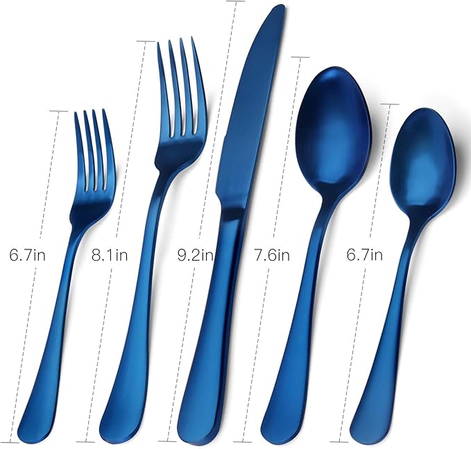 Matte Blue Silverware Set, Satin Finish 20-Piece Stainless Steel Flatware Set, Kitchen Utensil Set Service for 4, Tableware Cutlery Set for Home and Restaurant, Dishwasher Safe