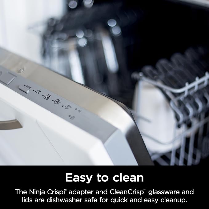 Ninja Crispi 5-in-1 Glass Air Fryer | 450°F, Nontoxic, 4QT & 6-Cup Containers & Lids | Microwave, Freezer, Dishwasher Safe | Max Crisp, Air Fry, Bake, Recrisp, Keep Warm | Brit. Racing Green, FN103BF
