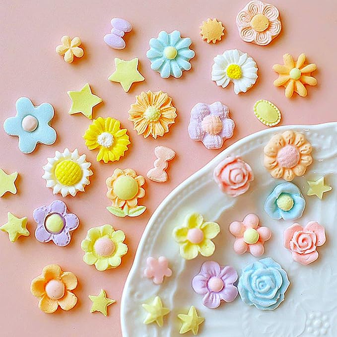 4Pcs Flower Silicone Molds - Rose & Daisy Mini Chocolate & Fondant Cake Decorating Molds for Baking, Soap, Ice Cube & Wax Melt