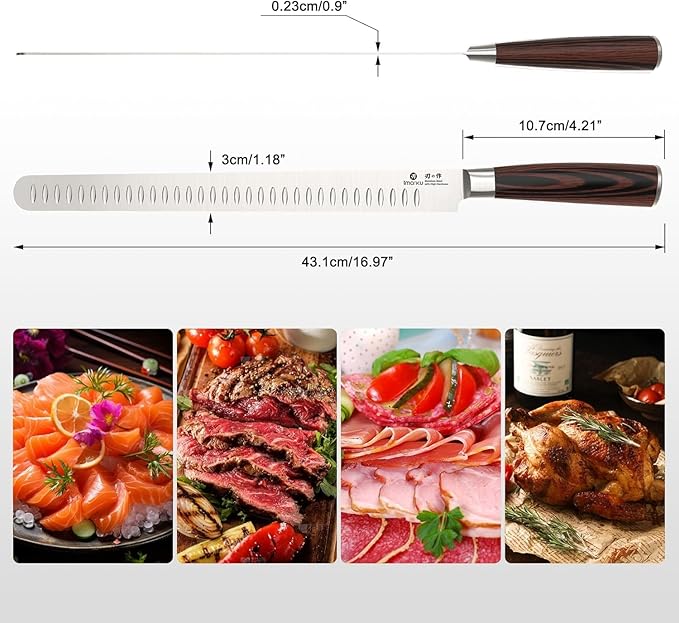 imarku Brisket Knife, 12 Inch Ultra Sharp Carving Slicing Knife for Brisket, BBQ, Turkey, Ham, Ribs, and Roast Beef, Japanese High Carbon Stainless Steel Blade, Ergonomic Pakkawood Handle, Gift Box