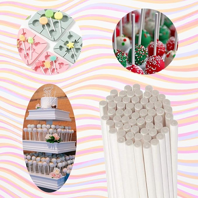 Cake Pop Kit, 100 Cake Pop Sticks, 100 Cake Pop Bags, 100 Twist Ties, 1 Cake Pop Mold Roller, Cake Pop Maker for Cakepops, Lollipop, Candies, Chocolates and Cookies