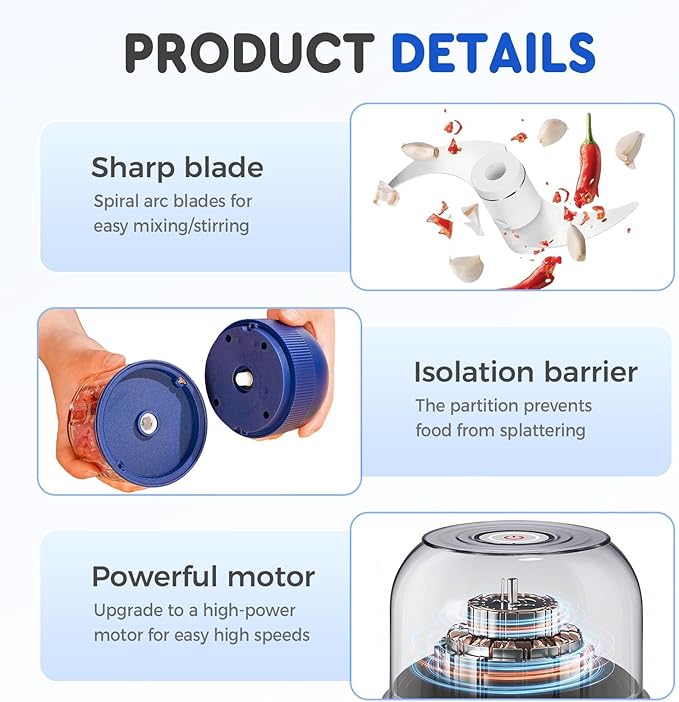 Electric Garlic Chopper, Mini Portable Veggie Chopper Garlic Grinder Onion Choppers, Wireless Electric Food Chopper Tool for Mashing Onion, Garlic, Chili, Ginger (Green)