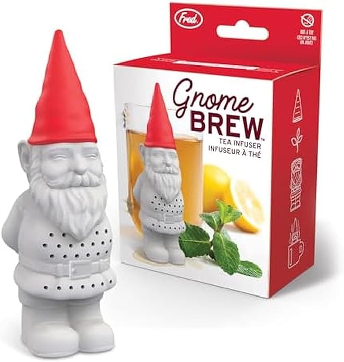 Genuine Fred GNOME BREW Tea Infuser, Cute Garden Gnome Design- For Loose Leaf Tea, Flexible, Easy to Clean Silicone, Fun Gift for Tea Lovers, Clever Kitchen Gadget