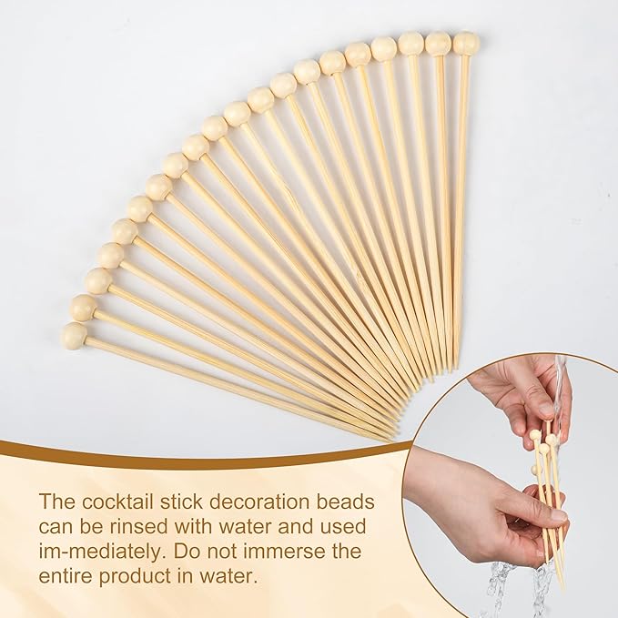 300Pcs Fancy Toothpicks for Appetizers,4.7Inch Wooden Ball Cocktail Picks For Drinks,Bamboo Appetizer Skewers for Charcuterie Boards Accessories,Martini, Sandwich,Desserts,Fruit