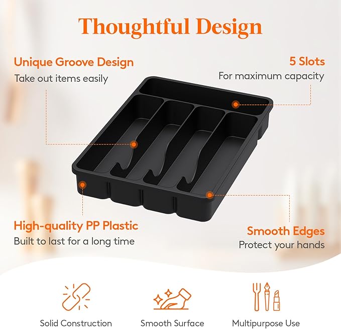 Lifewit Silverware Drawer Organizer Tray,Bamboo Cutlery Silverware Flatware Holder,Flatware and Utensil Holder Divider for Spoons Forks Knives Tableware