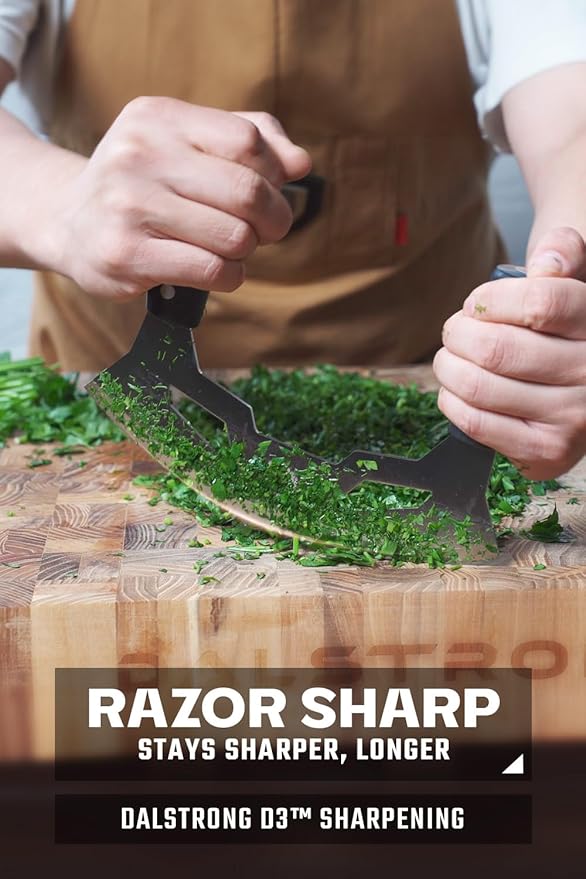 Dalstrong Mezzaluna - 8.5 inch Blade - Gladiator Series - Rocking & Mincing Produce Knife - Black ABS Handle
