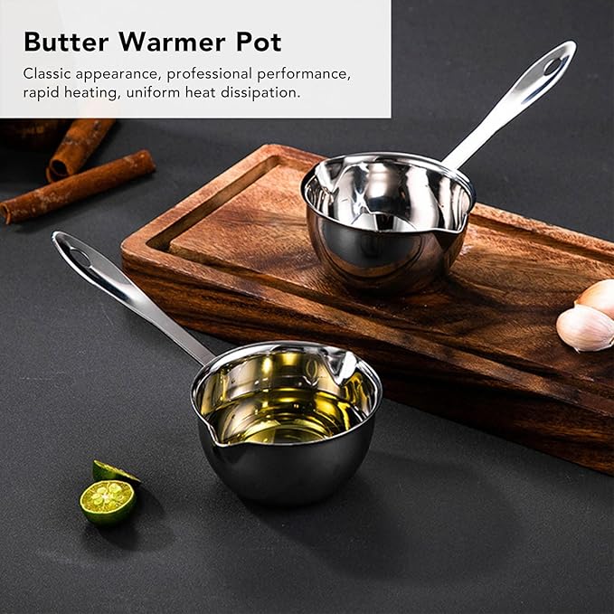 Stainless Steel Mini Saucepan, 150ml - Flat Induction Bottom Warmer Hot Pot