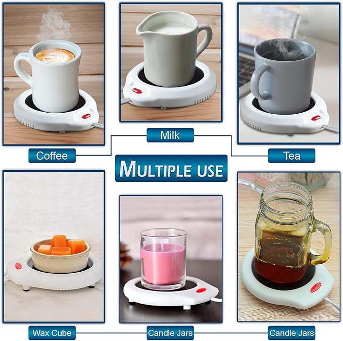 Home-X Mug Warmer, Desktop Heated Coffee & Tea - Candle & Wax Warmer (White)