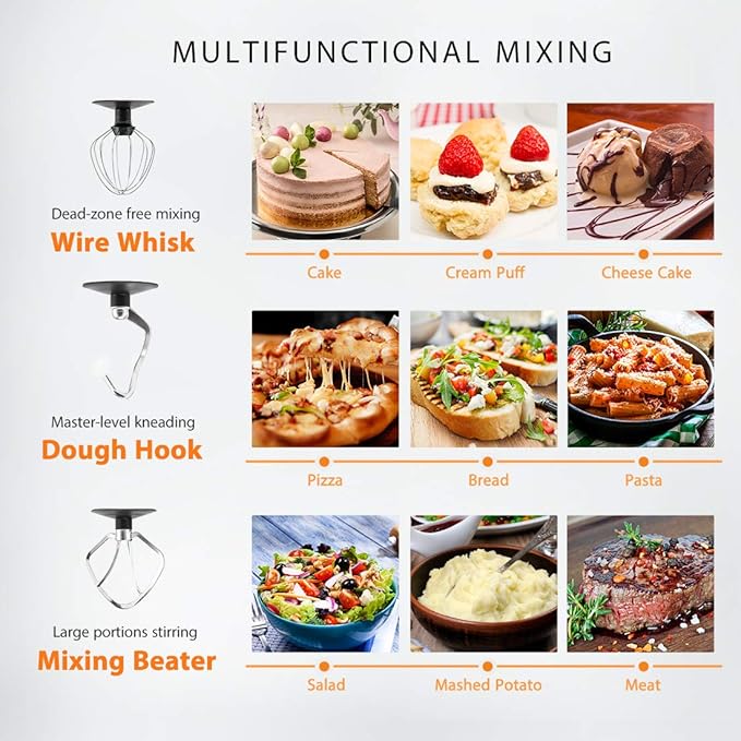 VIVOHOME 6 in 1 Multifunctional Stand Mixer with 3 in 1 Multifunctional Stand Mixer