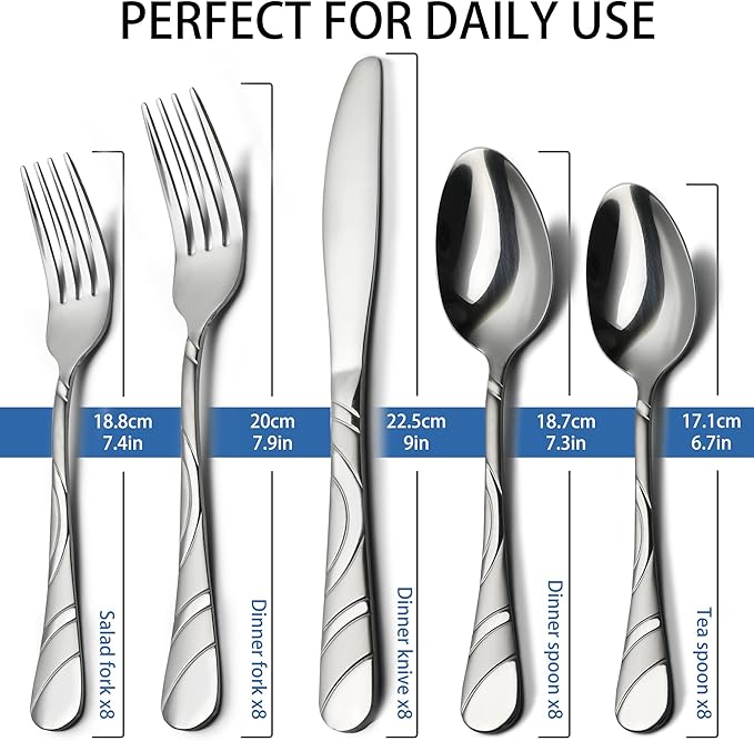 40-Piece Silverware Set for 8, 18/0 Frosted & Mirror Finish Stainless Steel Vintage Flatware Set, Modern Cutlery Set for Home Wedding Restaurant Housewarming Party Event Serving For 8