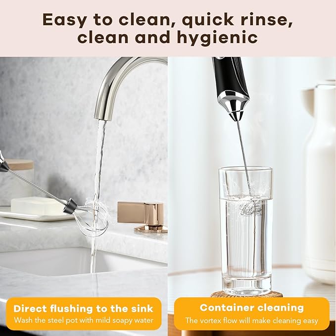 Milk Frother Handheld Rechargeable with Stand Frother Wand Foam Maker 3 Speed Adjustable Hand Mixer with Detachable Stainless 2 Whisks Electric Coffee Frother Stirrer For Latte, Cappuccino, Egg