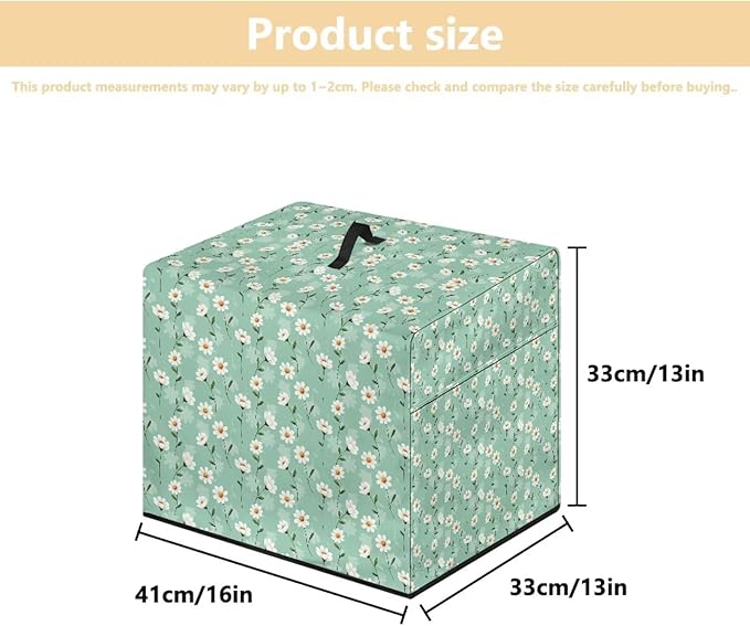 Fresh Daisy Flower Print Meat Slicer Cover Large Deli Food Slicer Machine Dust Cover Cheese Bread Cutter Cover Waterproof Dust-Proof Durable for Home Kitchen Accessories Decoration