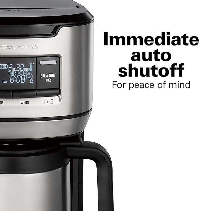 Hamilton Beach Programmable Front-Fill Coffee Maker with Thermal Carafe (46391), 12 Cup Capacity, Black and Stainless